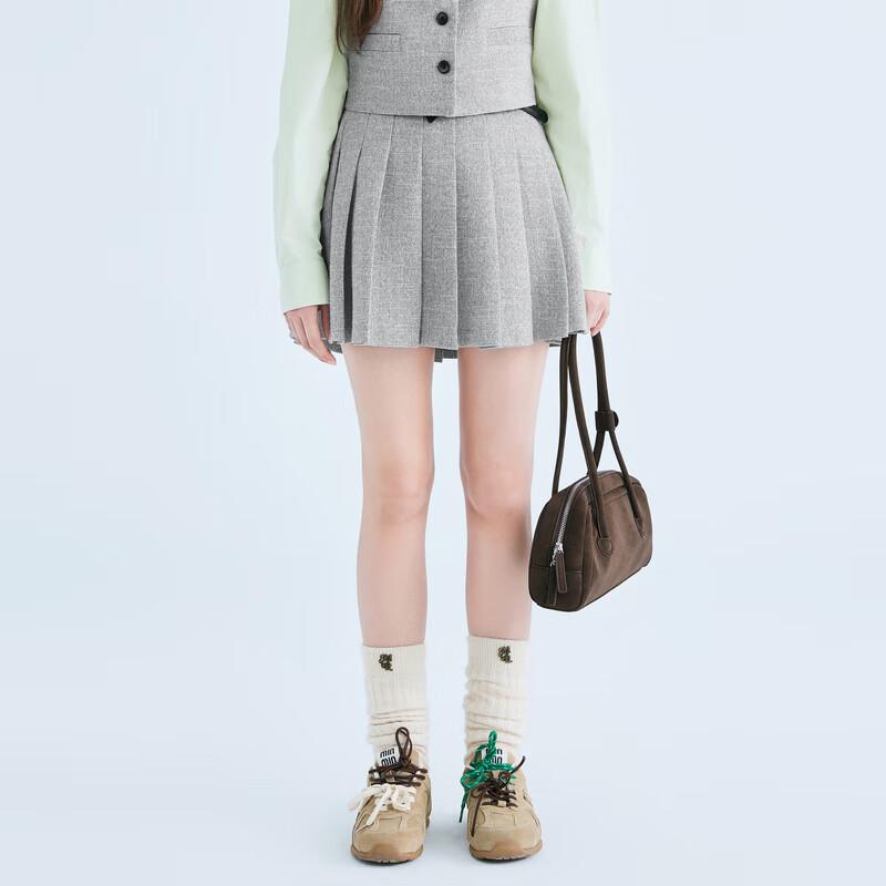 LEDIN Pleated A-Line Mini Skirt