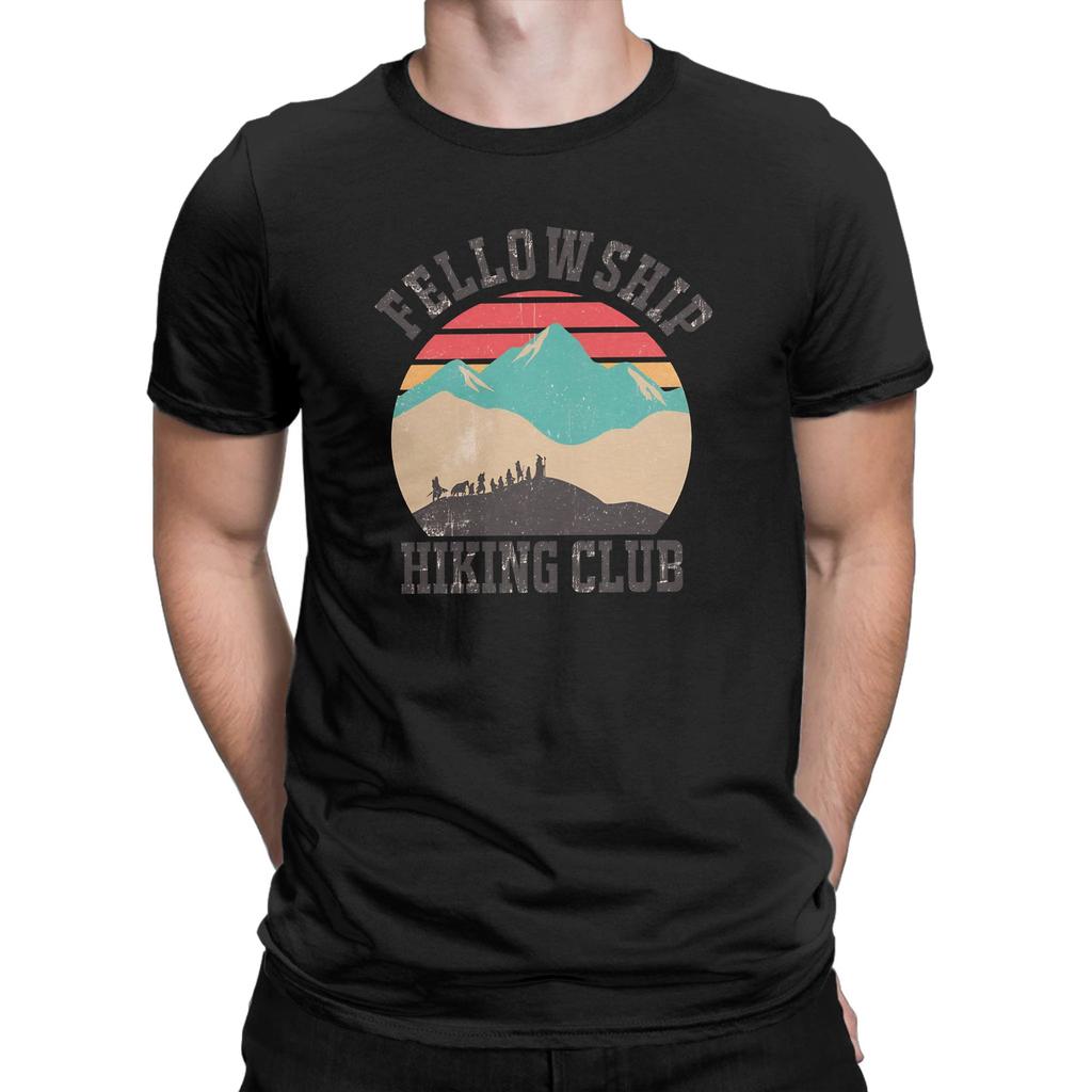 Mens Fellowship Hiking Club  T Shirt LLords Of The RRings Meme Pure Cotton Clothing Vintage Short Sleeve Round Neck TShirt