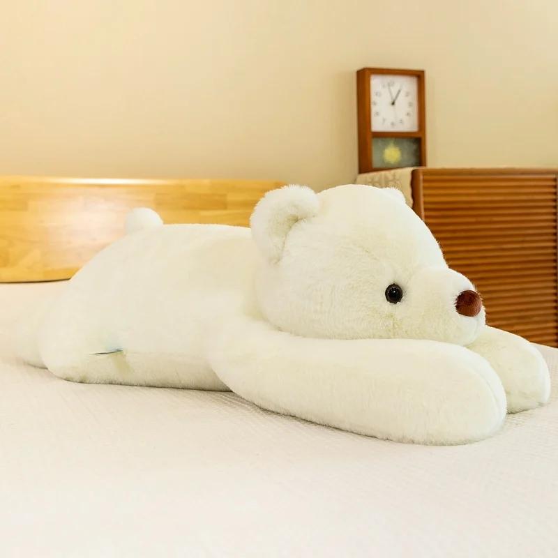 60/100CM Prone Polar Bear Brown Bear Plush Toy Arm Weighted Particle Soft Pillow To Give As a Gift To Friends