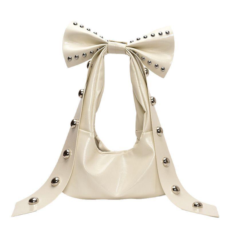 Fashion Rivet Underarm Bag Women's 2025 New Premium Versatile Shoulder Bag Niche Bow Commuter Bag