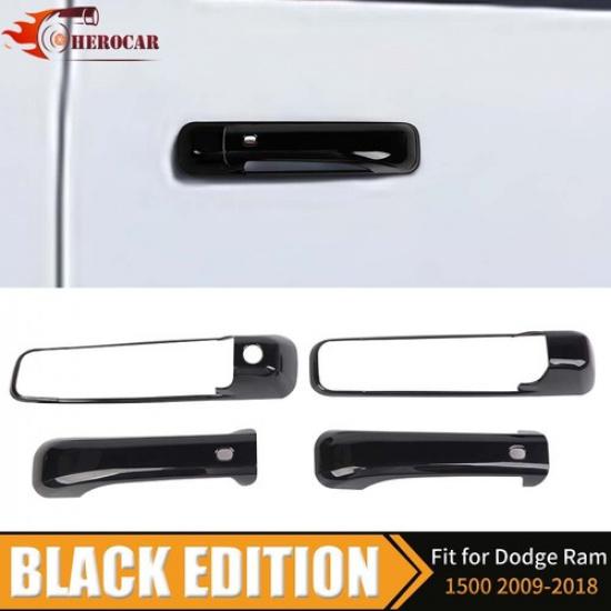 For 2009-17 2018 DODGE RAM GLOSS BLACK 2 Door Handle COVERS W/ KH W/ 2 SMTKH