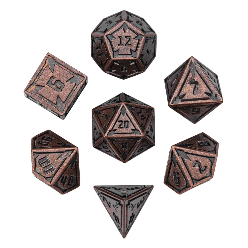 Cusdie New Metal DnD Dice Set Minimalist Rhomb Pattern D4-D20 Polyhedral Dice for D&D Pathfinder Tabletop RPG Board Games