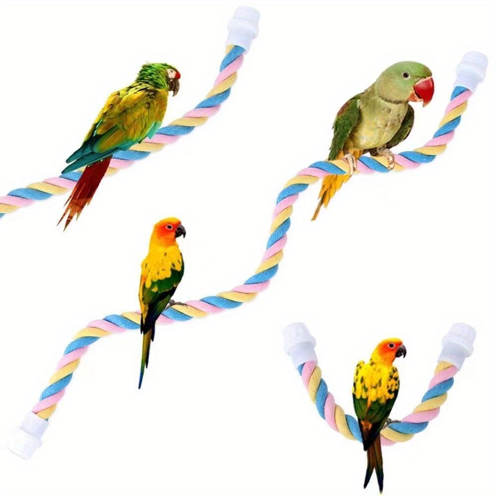 Pet Bird Bite Toys Parrot Color Cotton Rope Toys Elastic Parrot Climbing Toys Sturdy Bird Swing Harness Cage Pet Toy Swing Stand