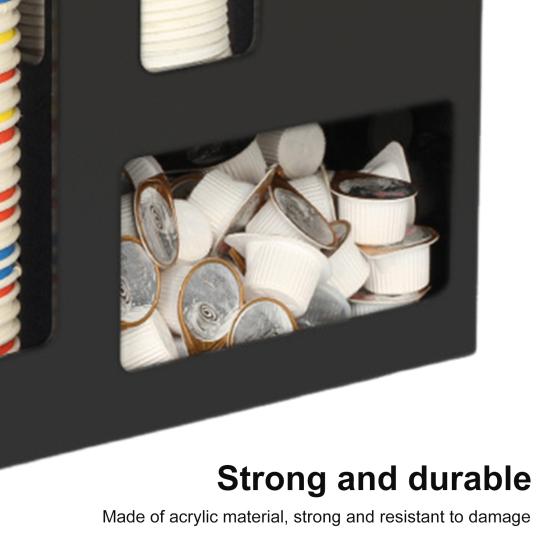 Coffee Cup And Lid Holder Organizer Acrylic Dispenser for Disposable Cups Condiments Straws Storage Rack for Home Office Bar