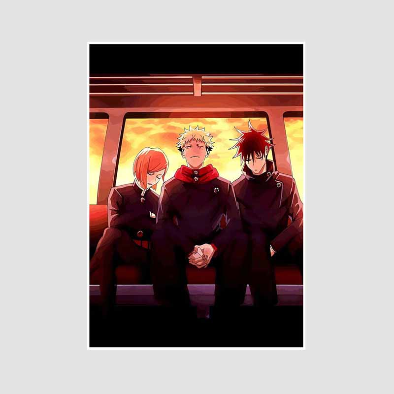 Anime Jujutsu Kaisen Posters Aesthetic White Paper Satoru Gojo Nobara Kugisaki Poster Wall Art Painting Study Home Decor Room Bar Decoration Pictures