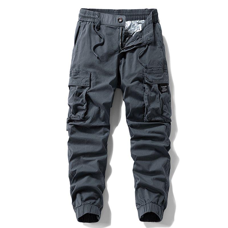Vintage Washed Pure Cotton American-Style Multi-Pocket Cargo Pants for Men, Trendy Spring and Autumn Outdoor Casual Wear-Resistant Jogger Pants