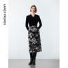 Langzi Printed A-Line Midi Skirt