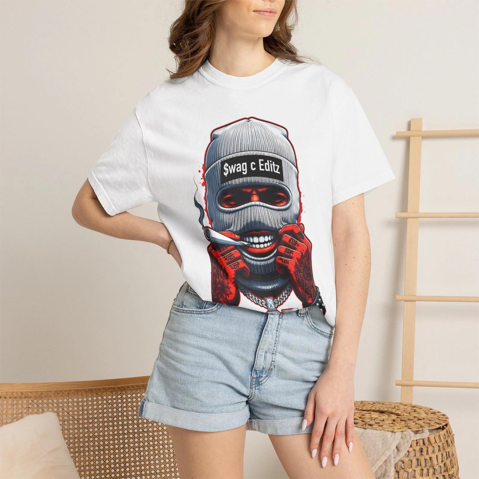 T-shirt Masked Skull Smoking Graphic SCE Streetwear M