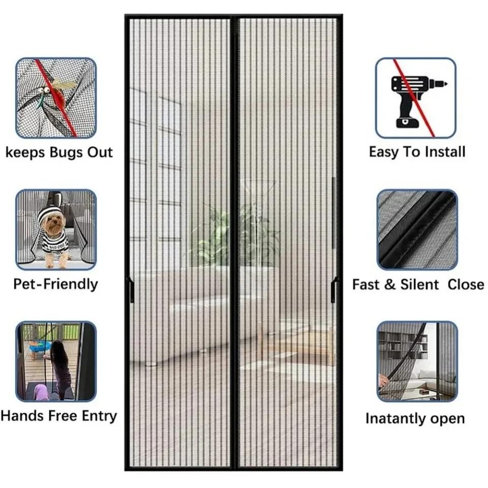 Anti Mosquito Door Curtain Invisible Ventilate Door Screen No Punching Magnetic Automatic Closing Anti Fly Bug Insect Screen Summer Insect Curtain Net