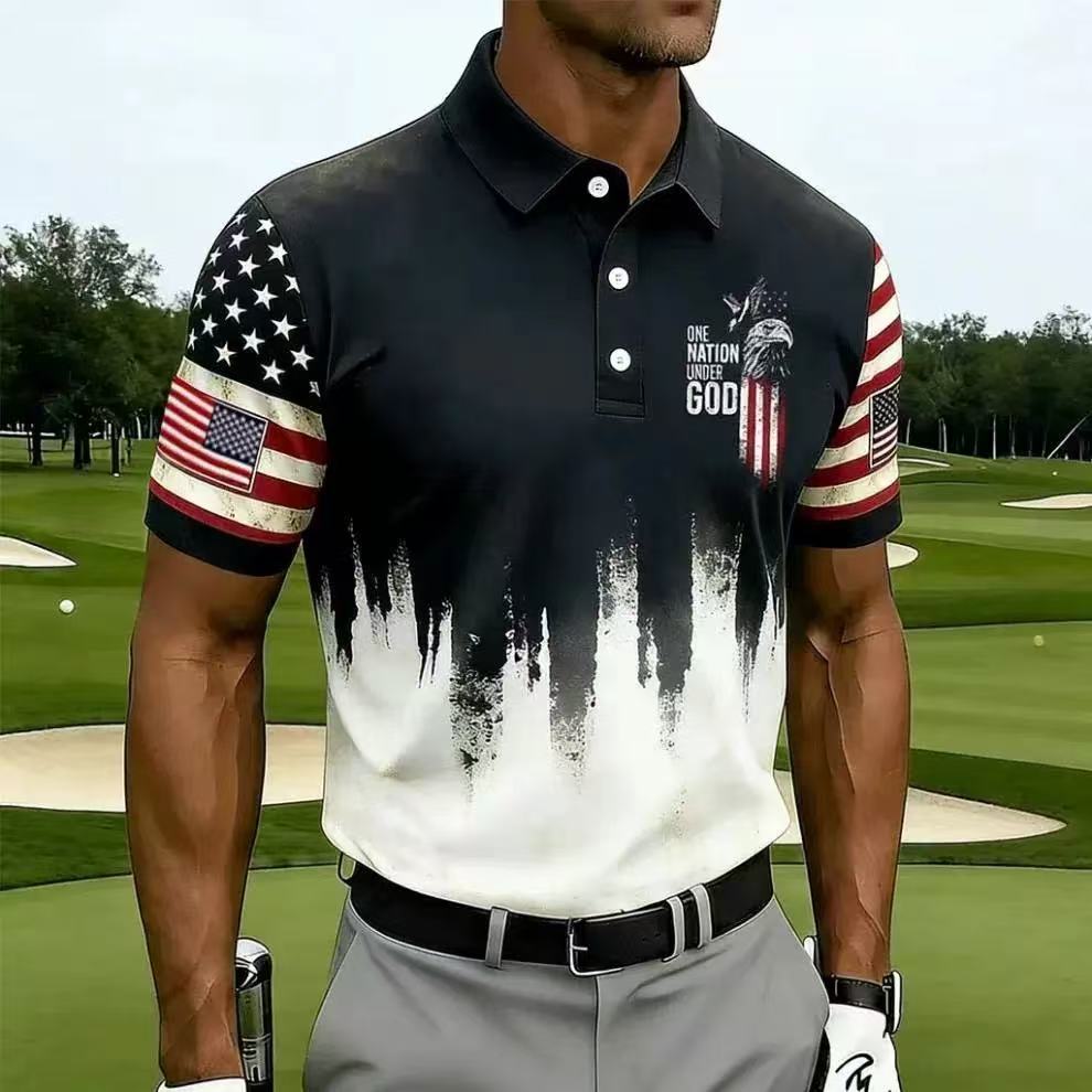 2026 Independent Station Summer Men's Casual Lapel POLO Shirt 3D Digital Printing Men's Outdoor POLO Shirt