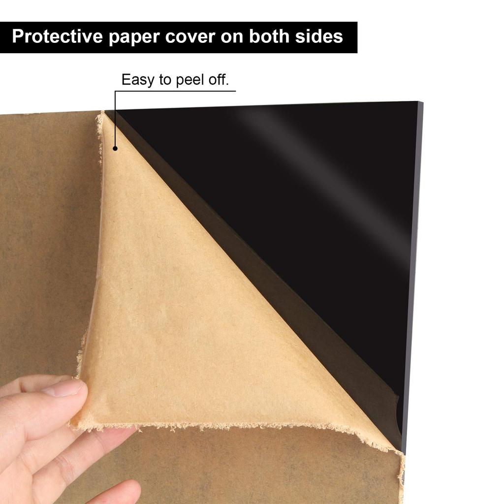 5PCS Black Acrylic Sheet Black, Opaque Cast Plexiglass 12Inch Square Panel,PlexiGlass Board for Gigns,DIY Display Projects,Craft