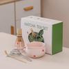 5/7pcs Pink Heart Decal Ceramic Matcha Set, Cute Matcha Set Includes Matcha- Bowl, Matcha Whisk and Holder, Bamboo Scoop, Sifter