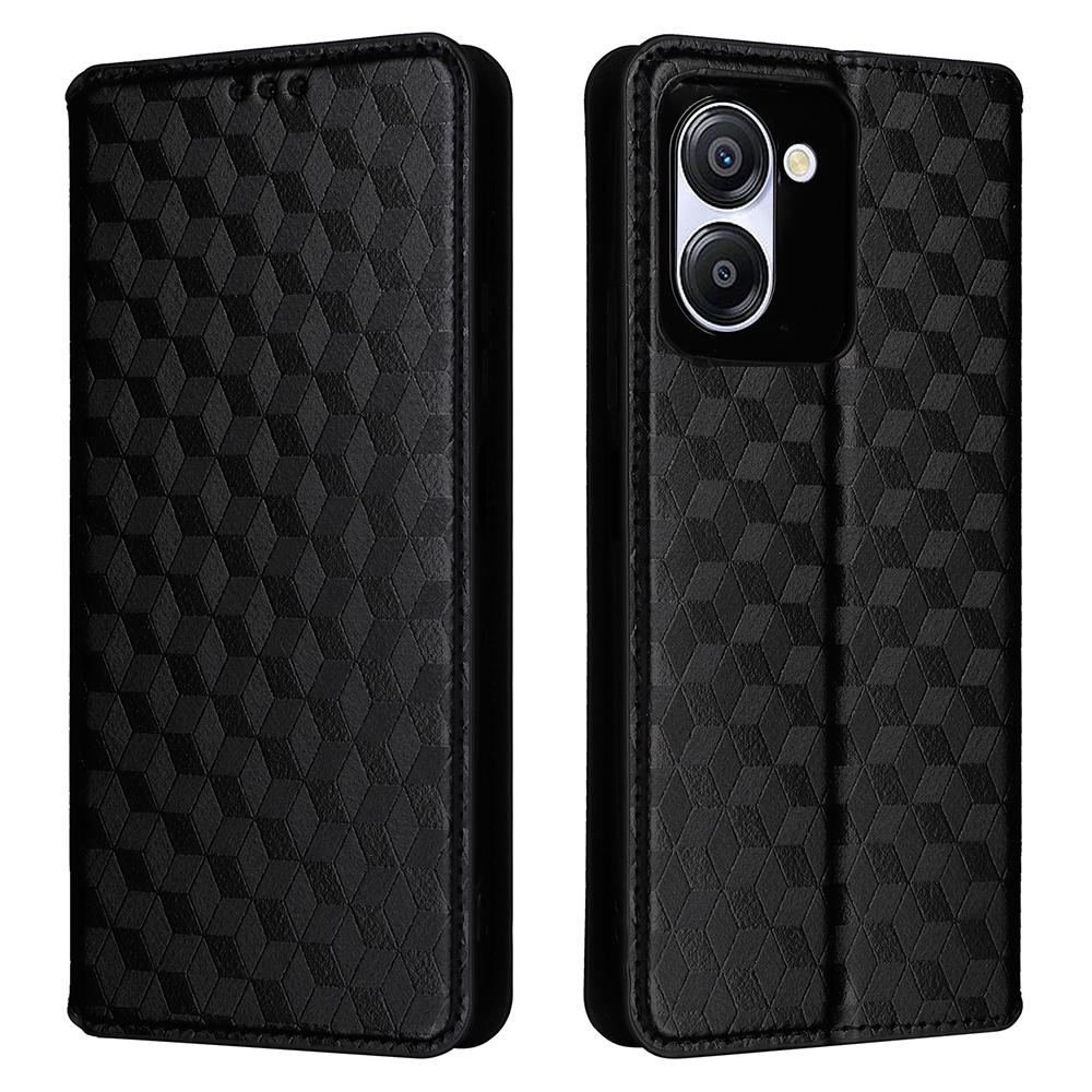 For Blackview Color 8 Magnetic Closure Phone Case Rhombus Imprinted Wallet Card Holder Cover