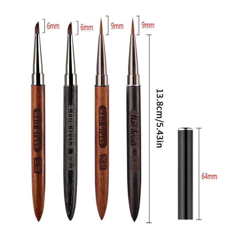 Wood Handle Triangular Petal Nail Brush Acrylic Nail Art Liner Brush Grid Stripes Flower Painting Drawing Pen Diy Manicure Tool