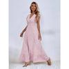 Printemps Été Col en V Taille Haute Robe Décontractée Imprimée Manches Courtes Volantées Élégante Femme Taille Haute A-ligne Fête Robe Longue Vêtements Amples pour Femmes