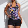 2022 European & American High Waist Floral Bikini Tankini Swimsuit