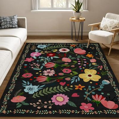 Weiche Boho-Blumenmuster-Teppiche für die Heimdekoration Schlafzimmer-Bereichsteppiche Küche Esszimmer Couchtisch Rutschfeste Matte Kurzflor-Teppich