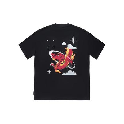 Li Ning Daily Prosperity Embroidered Pattern Printed Loose Short Sleeve T-Shirt Unisex T-Shirts Black AHSU229-1