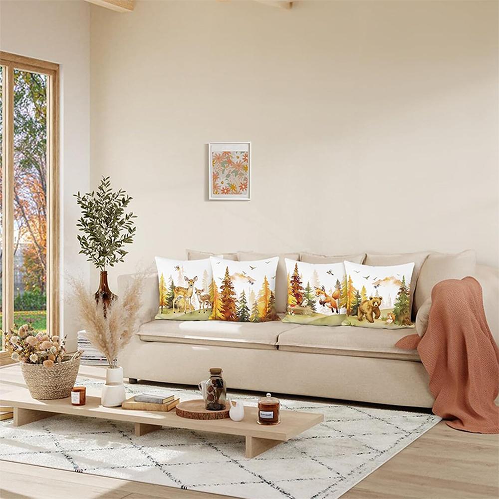 Nature-Inspired Forest Animal Pillowcases: Deer, Bear, Fox, and More! Sofa Cushion Cover, Home Room Decoration