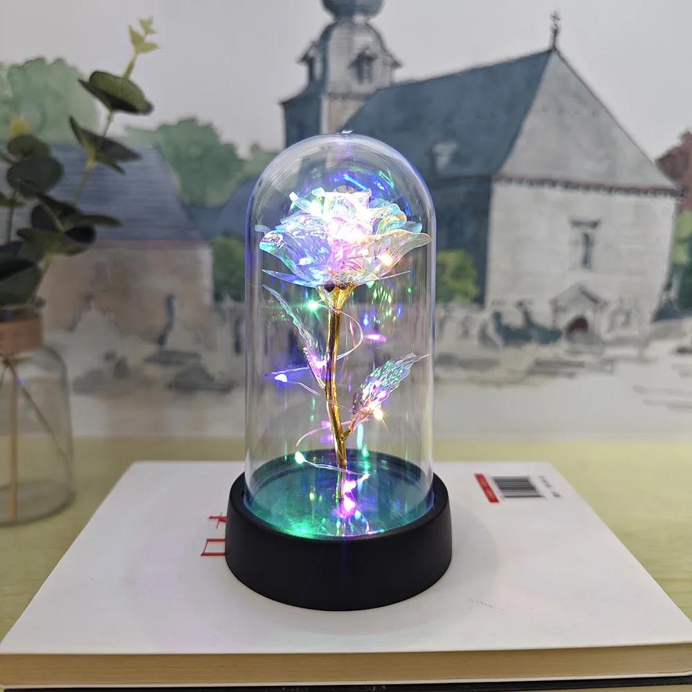 1pc Hot LED Enchanted Galaxy Rose Eternal Beauty Rose With Fairy Lights in Dome for Valentine's Day Wedding Party Mother's Day