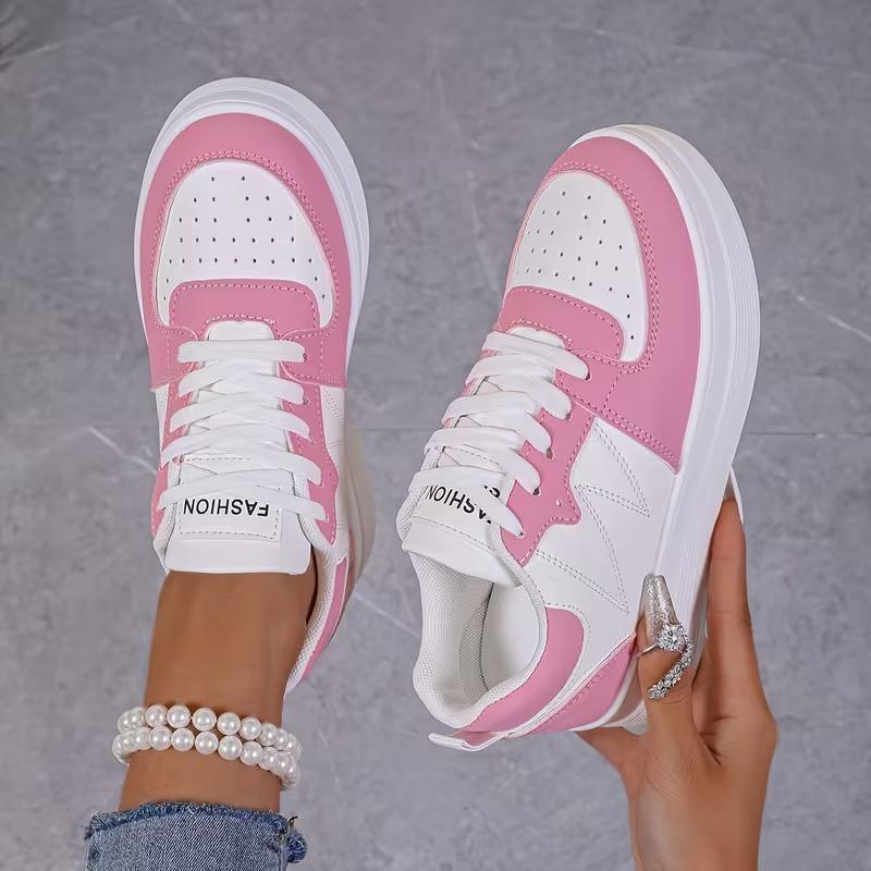 Spring New Style Korean Version Thick Bottom Heightening Sports Casual Shoes Women's Low Top PU Leather Sneakers