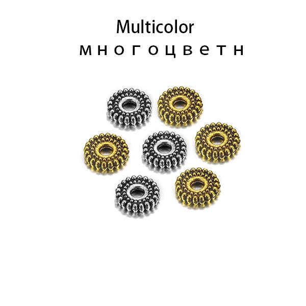 100Pcs 6 7mm Multicolor Tibetan Beads Zinc Alloy Spacer Loose Beads For Diy Jewelry Making Findings Supplies Bracelet Necklace