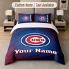 Custom Bedding Set Chicago Cubs Pattern, Print Name Text 1 Duvet Cover plus 2 Pillowcases Home Textile