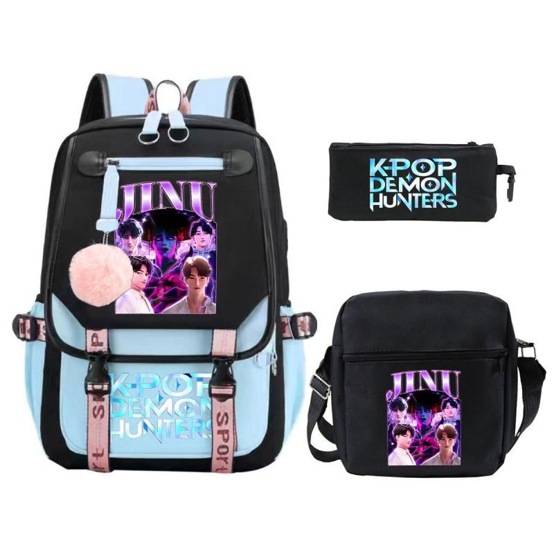 Kids Printed Backpack School Use Lightweight Oxford Fabric Bag With Arc Shoulder Straps 20-35L Capacity Neutral Style