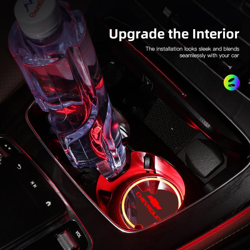 Car Coasters USB Charging Anti-slip Cup Pad Seven-color LED Auto Interior Ambient Light For Chevrolet Spark Captiva Cruze SS Z71
