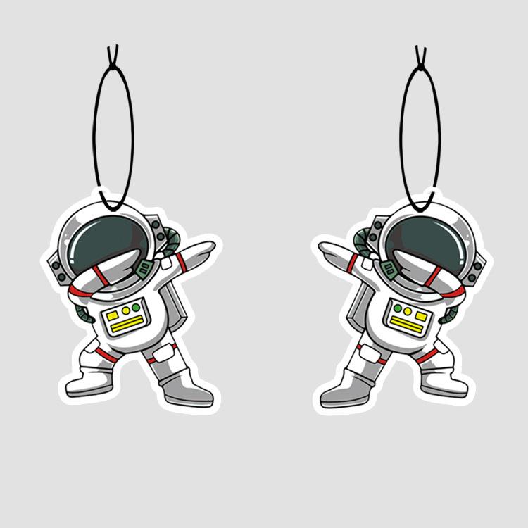 Cute Cartoon Astronaut Perfume Piece Car Rearview Mirror Hanging Car Fragrance Piece Auto Interior Decoration Accessories 2Pcs