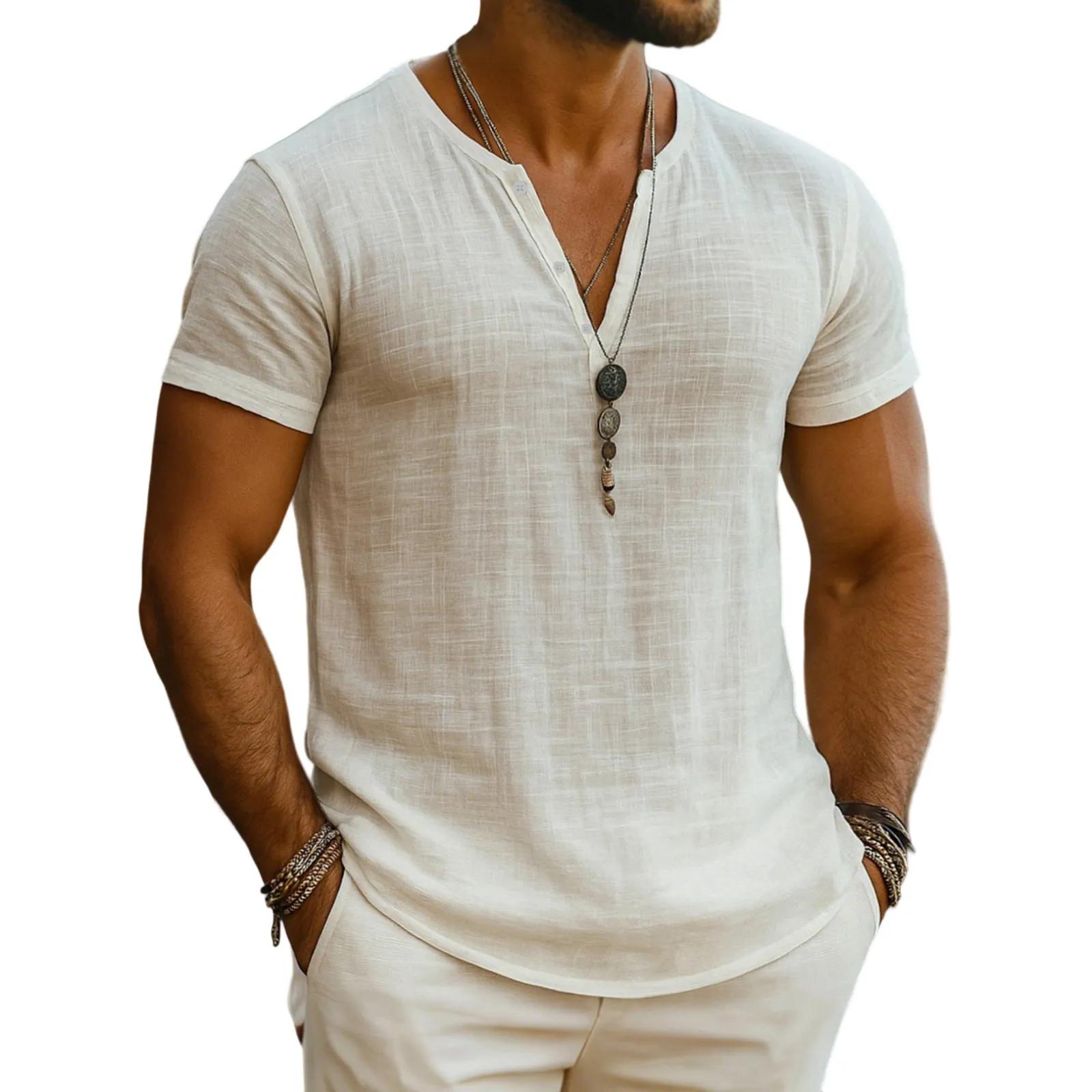 

Men s Everyday Solid Color Loose Breathable Short-sleeved Top XL білий