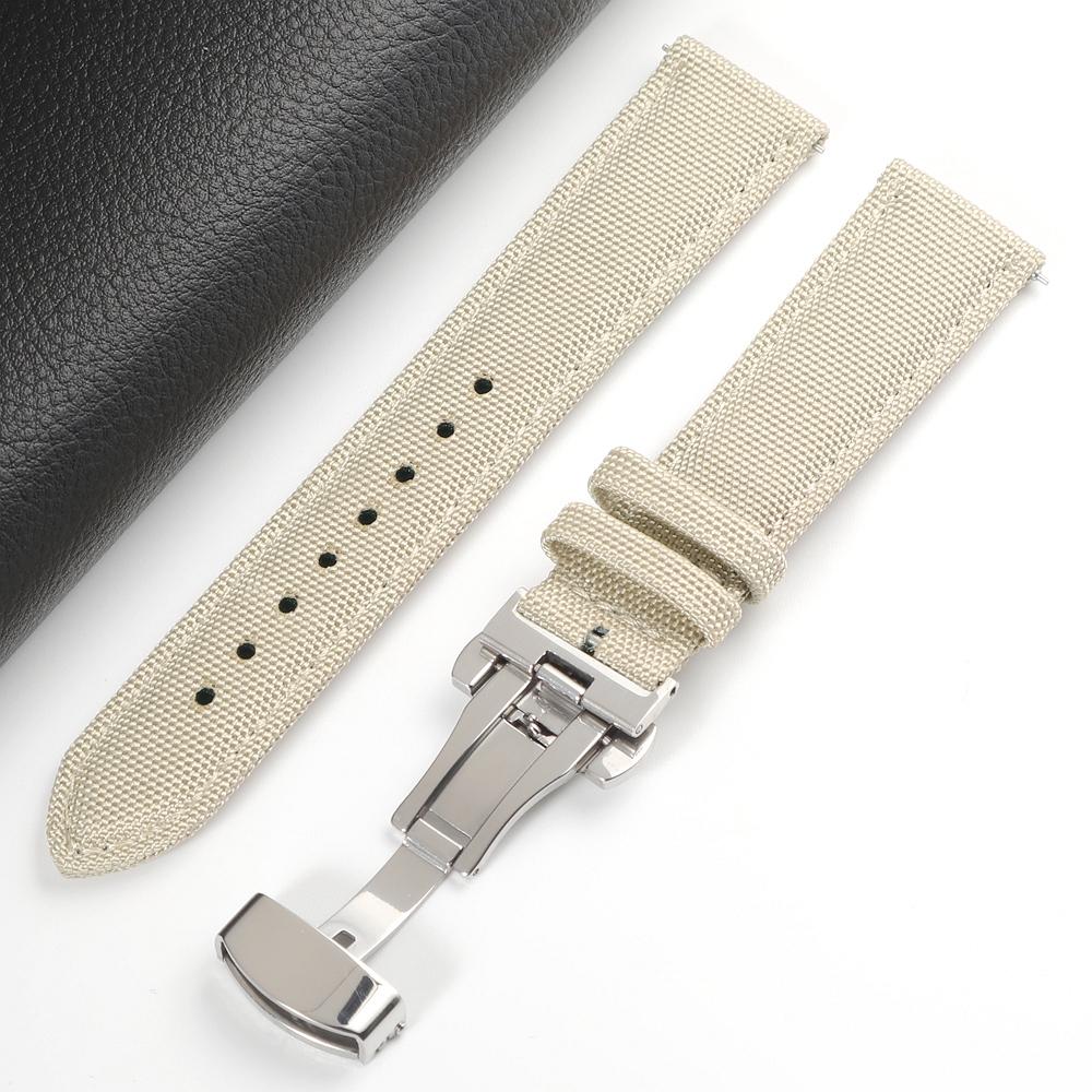 Schnellverschluss Nylon Segeltuch Uhrenarmband 18mm 19mm 20mm 21mm 22mm 24mm Schmetterlingsverschluss Band für Omega für Seiko Uhrenarmband