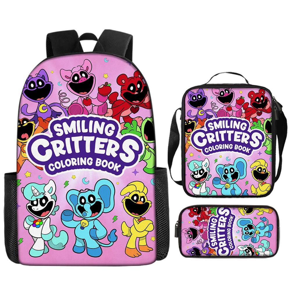Poppyplaytime Mochila Escolar para Estudante Conjunto de Três Peças Mochila Bolsa Estojo