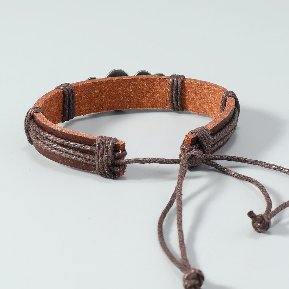 Punk Pirate Style Skull Bangles Men Personality Retro Leather Bracelet Hand-woven Jewelry Halloween Gifts Wholesale