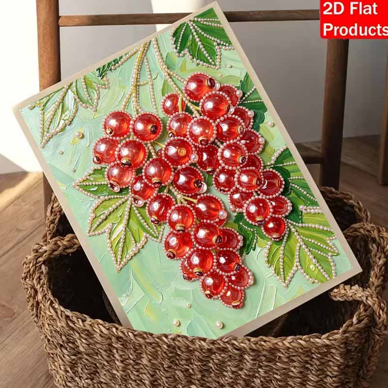 DIY Frameless Pearl Painting Kit Redcurrant 3D Shiny Bead Art Canvas Relaxing Creative Craft for Home Wall Decor Gift
