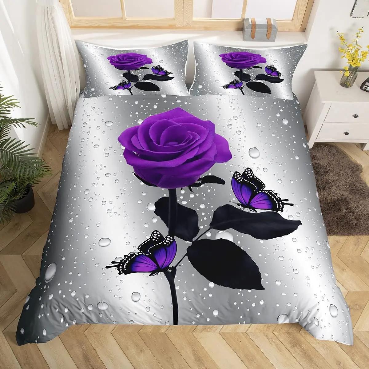 

Red Rose Duvet Cover Set Twin King Size Romantic Floral Bedding Set Flower Comforter Cover With 2 Pillowcase For Valentine S Day EU Single(135x200cm)