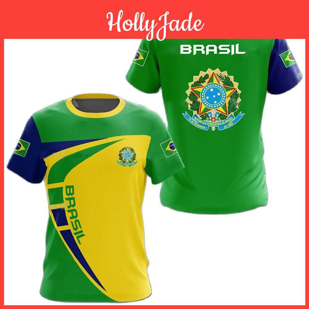 Summer Brasil Mens Tshirt Brazil National Emblem Flag 3d Print Casual Round Neck Tshirt Fashion Pullover Childrens Clothing