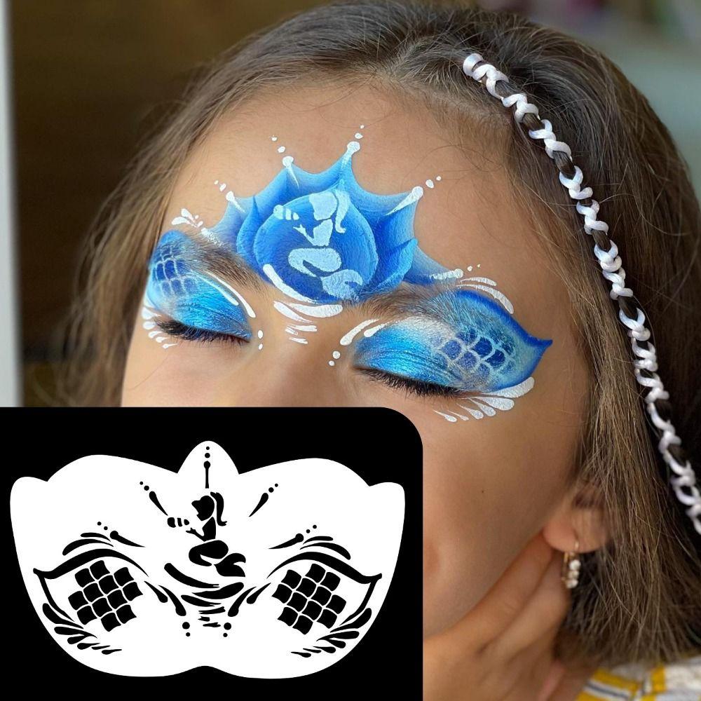 8Pcs Hollowed Face Painting Stencils Face Tattoo DIY Makeup Tools Party Makeup Stamps Drawing