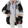 Women's Fall Winter Long Sleeve Zipper Loose Plus Size Plush Hooded Jacket