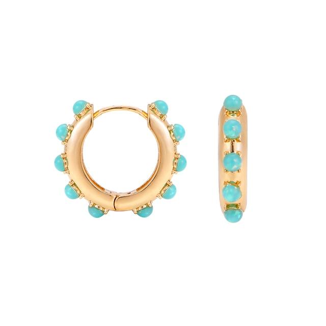 Women Cubic Zircon Rainbow Earrings Cubic Zirconia Ear Cuff Set Female Stylish Fashionable Gold Tone Huggie Clip On Earrings Earcuff Crystal Stone