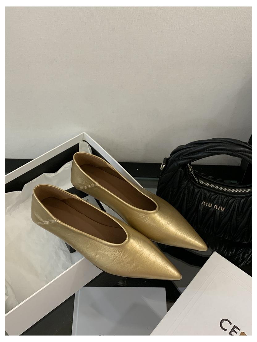 

2025 New Brand Women Flats Shoes Fashion Pointed Toe Shallow Ladies Ballerina Female Casual Loafers Soft Moccasins Gold Footwear 35