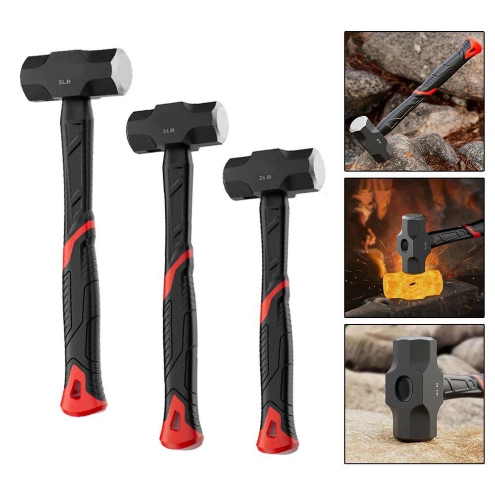 High-carbon Steel Solid Hammer Heavy-Duty Wall Smashing Sledgehammer Octagonal Hammer  Hand Tools