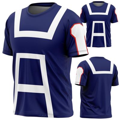 U.A. High School Themed Jersey Blue Base White "A" Design Red Accents Ideal for My Hero Academia Enthusiasts