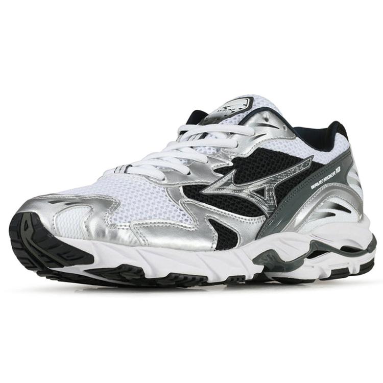 New Mizuno Wave Rider 10 White Silver Black D1GA210405