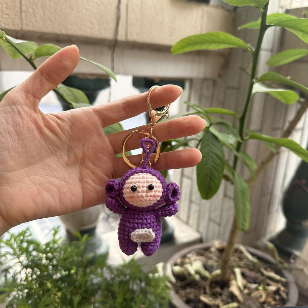 Handmade wool crocheted cartoon sunny day doll dog pig sheep chicken fox rabbit animal diy doll head key chain bag decoration