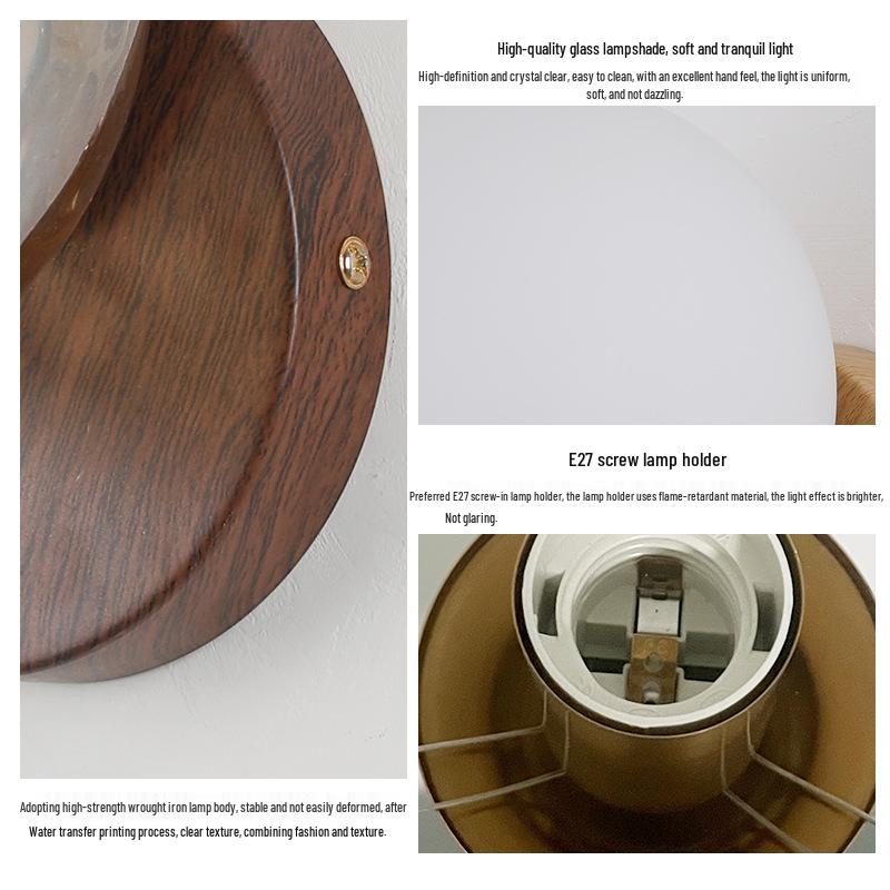Moderne Wandleuchte aus Holz und Glas für Restaurants, Treppenhäuser oder Eingangsbereiche von Wohnzimmern
