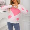 Ladies' Fashionable Heart-shaped Sweater, Loose And Versatile Valentine's Day Knitted Pullover Sweater
