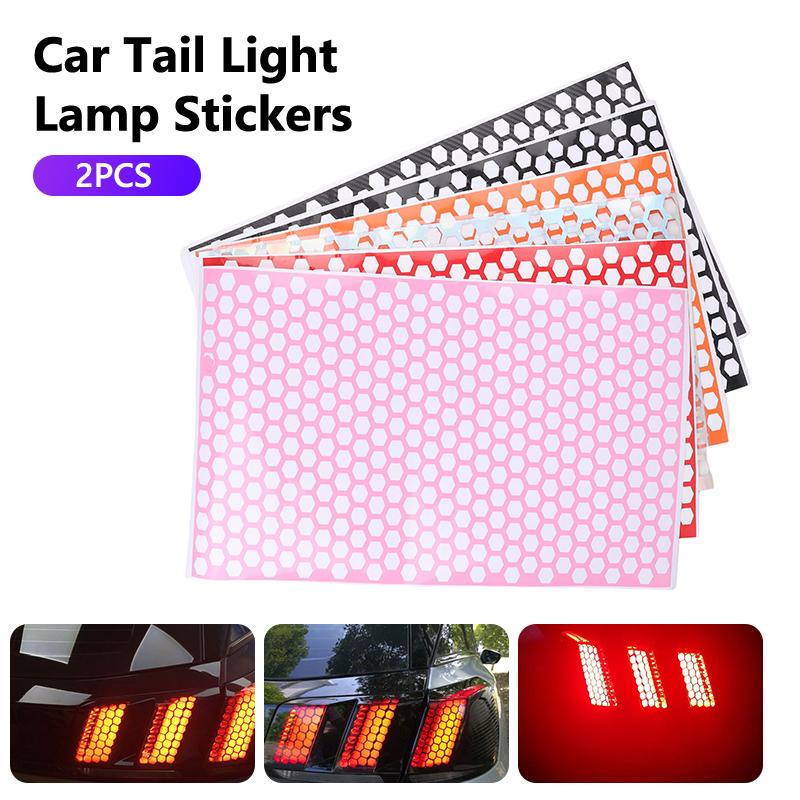 2Pcs Creative Trendy Taillight Stickers Car Rear Light DIY Decorative Sticker Universal Auto Honeycomb Sticker Decor Accessories
