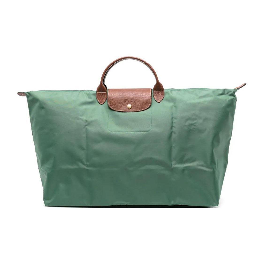 Longchamp Le Pliage Logo Embossed Snap Closure Recycled Canvas Tote Bag Medium Women tote bags Sage L1625089P84 Basic Set (Bag)