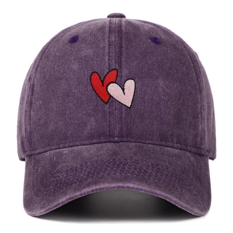 Versatile Vintage Peach Heart Embroidery Baseball Cap - Korean Style, Thin, Soft Brim, Spring/Summer, Unisex